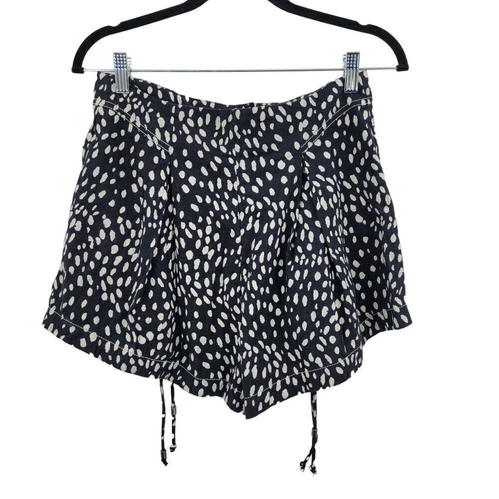 Free People Bennett Shorts 6 Black Polka Dot Wide Baggy‎ Corset Pockets Cotton
